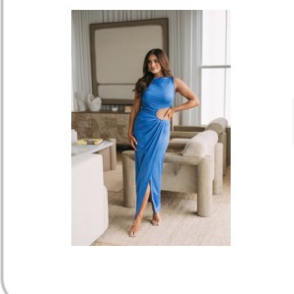 Elegant Blue Cutout Dress